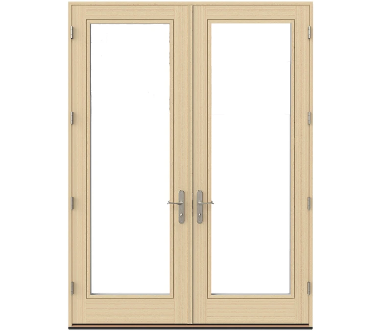 Benton Harbor Pella Lifestyle Series Wood Double Hinged Patio Doors